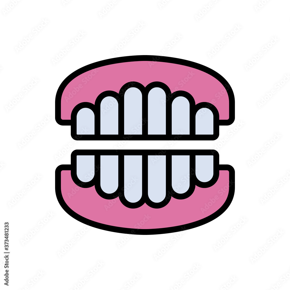 Poster denture old man icon. simple color with outline vector elements of nursing home icons for ui and ux,