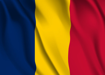 Waving flag of the Chad. Waving Chad flag