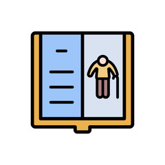 List book retirement home icon. Simple color with outline vector elements of nursing home icons for ui and ux, website or mobile application