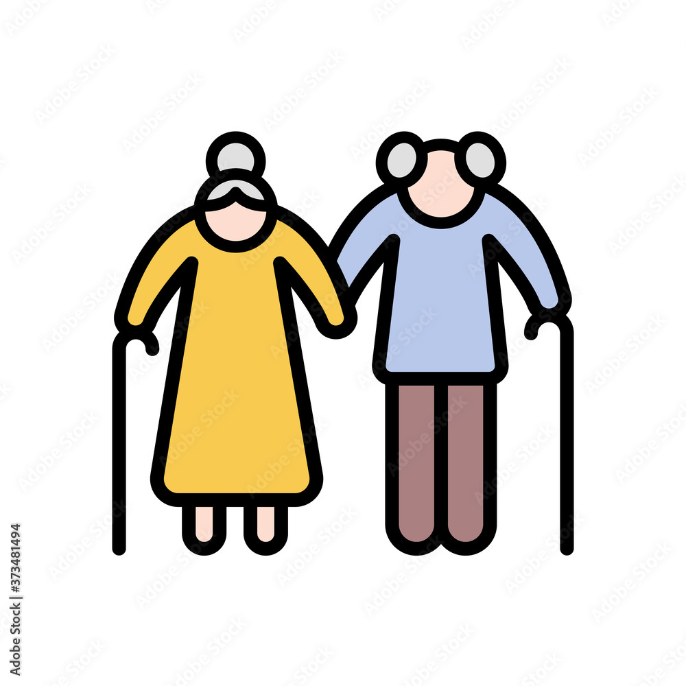 Aufkleber old couple icon. simple color with outline vector elements of nursing home icons for ui and ux, webs