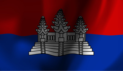 Waving flag of the Cambodia. Waving Cambodia flag