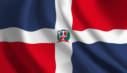 Waving flag of the Dominican Republic. Waving Dominican Republic flag