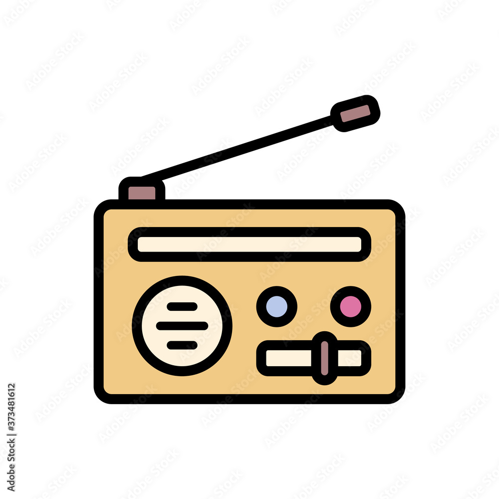 Poster radio retirement home icon. simple color with outline vector elements of nursing home icons for ui a