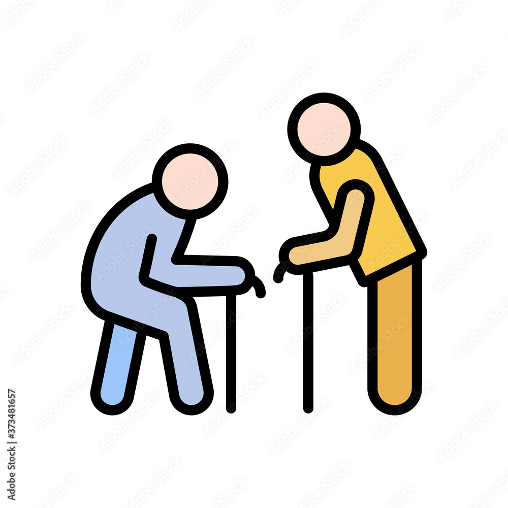 Poster older retirement home icon. simple color with outline vector elements of nursing home icons for ui a
