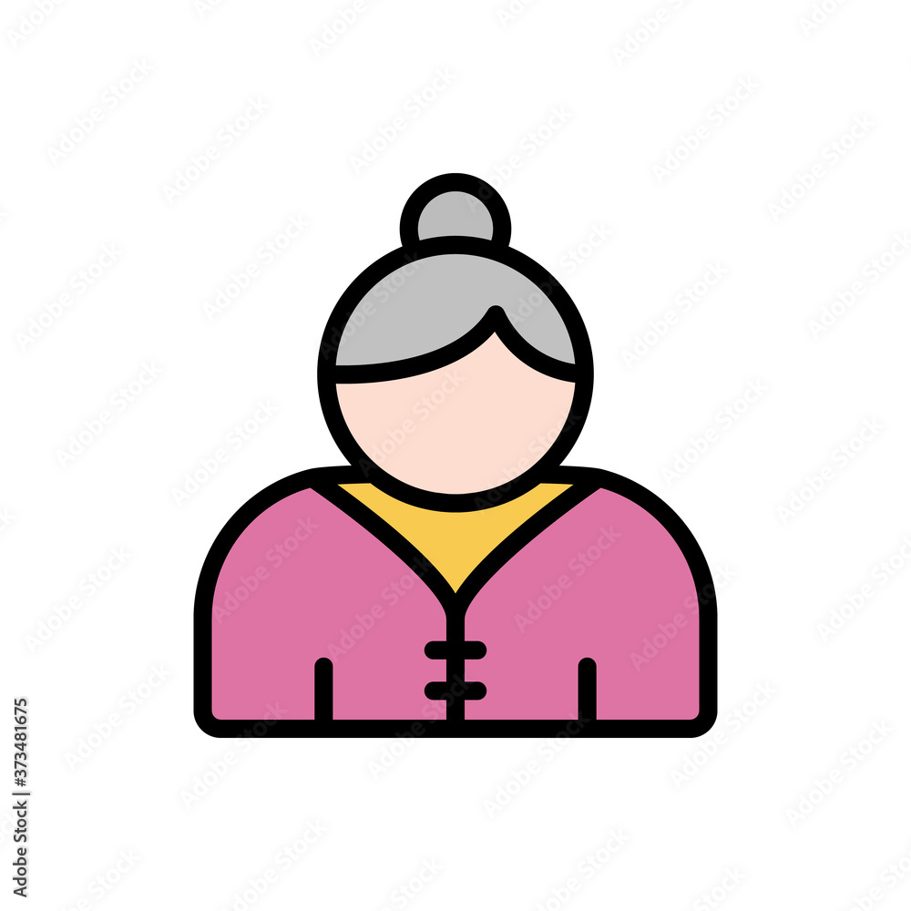 Poster old woman icon. simple color with outline vector elements of nursing home icons for ui and ux, websi