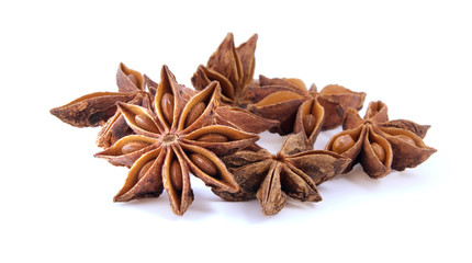 stars anise on white background