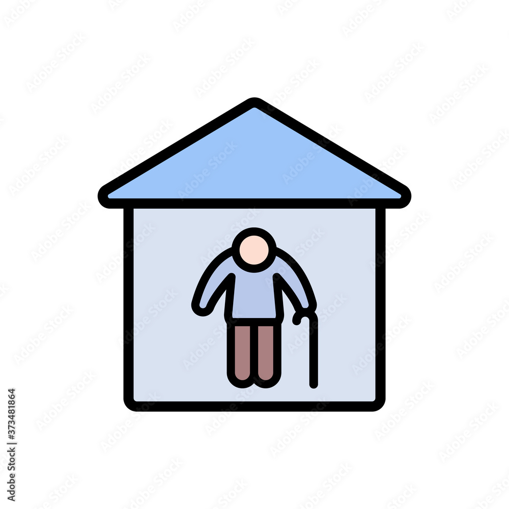 Poster retirement home old man sign icon. simple color with outline vector elements of nursing home icons f