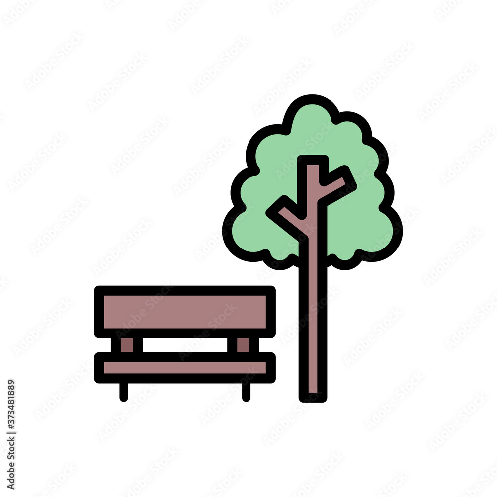 Poster bank tree retirement home icon. simple color with outline vector elements of nursing home icons for 