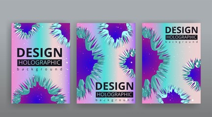 Holographic abstract page template, retro aqvamarine stone mineral shiny hipster, neon and pastel gradient colors.