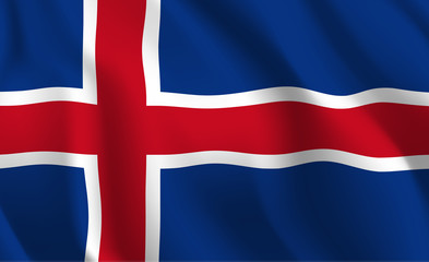 Waving flag of the Iceland. Waving Iceland flag