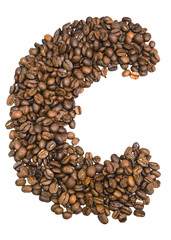 The letter C from coffee grains
