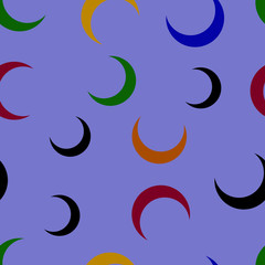 Colored Crescent Abstract geometric pattern on blue background. A seamless vector background. Graphic modern pattern. Simple lattice graphic design.