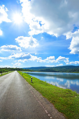 Beautiful landscape of Tha Krabak reservoir in Sa Kaeo, Thailand.