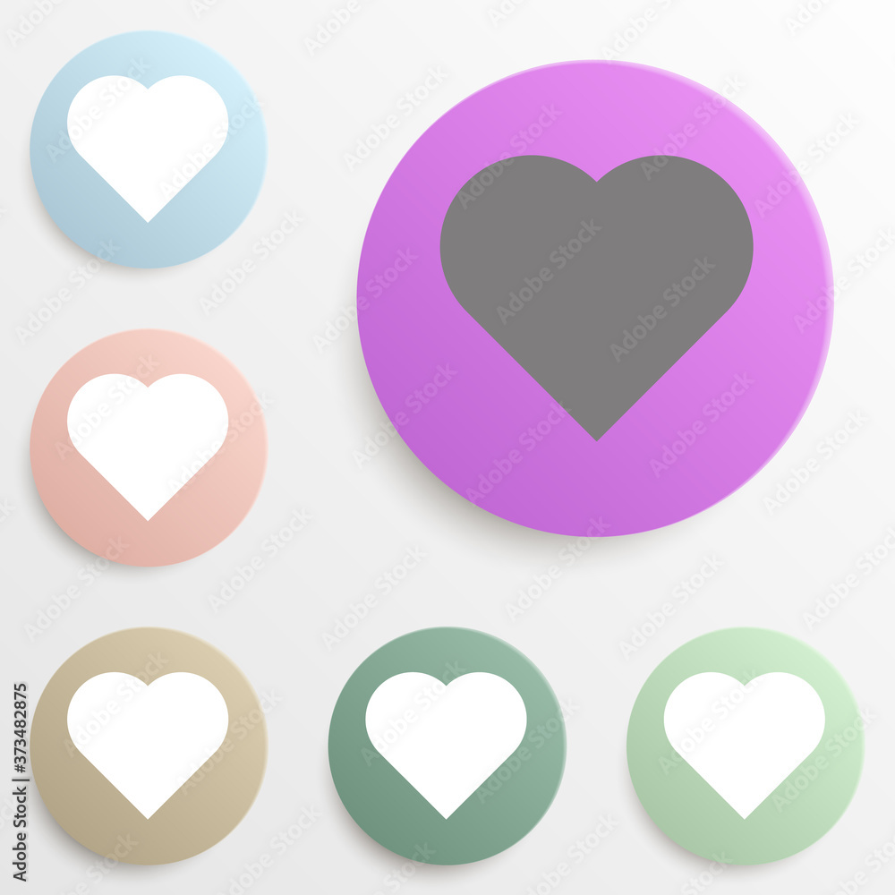 Poster heart badge color set. simple glyph, flat vector of web icons for ui and ux, website or mobile appli