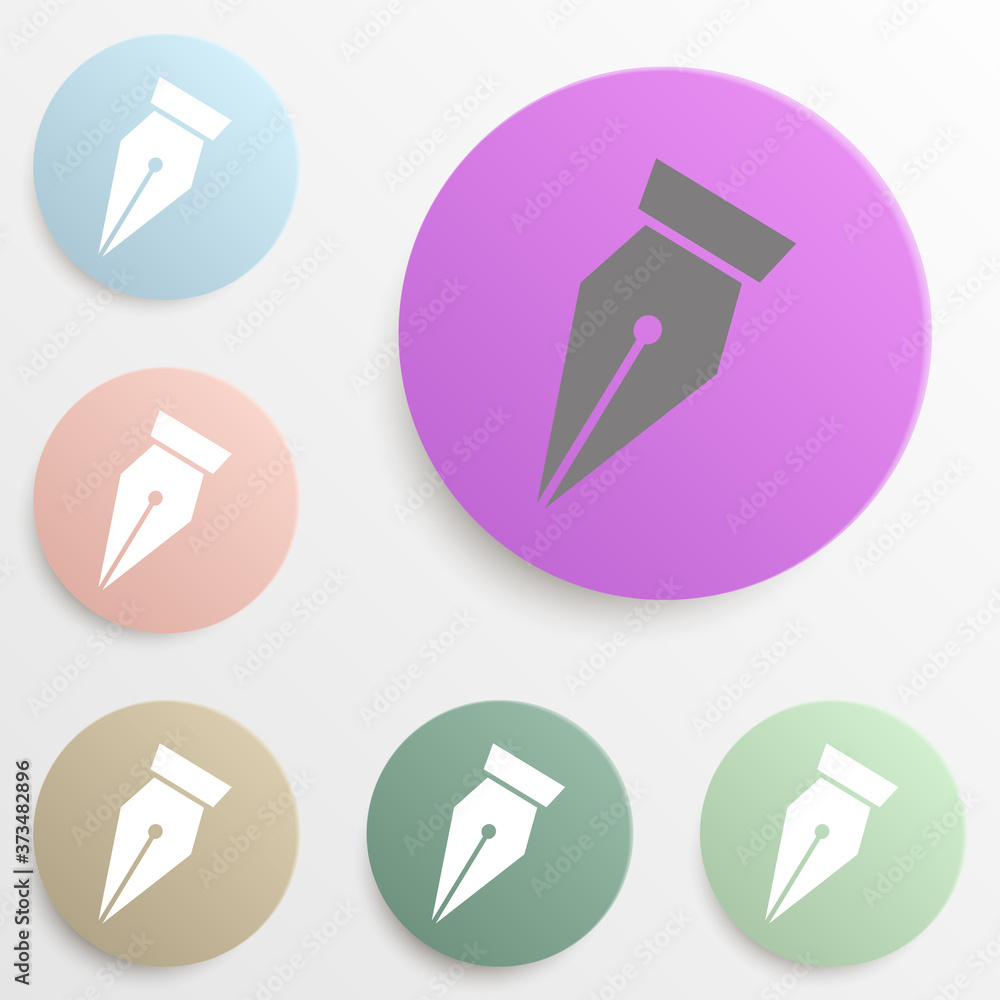 Poster fountain pen badge color set. simple glyph, flat vector of web icons for ui and ux, website or mobil