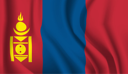 Waving flag of the Mongolia. Waving Mongolia flag