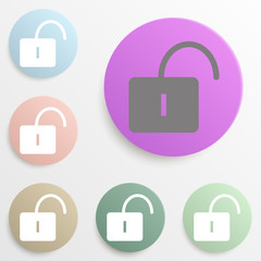 open Lock badge color set. Simple glyph, flat vector of web icons for ui and ux, website or mobile application