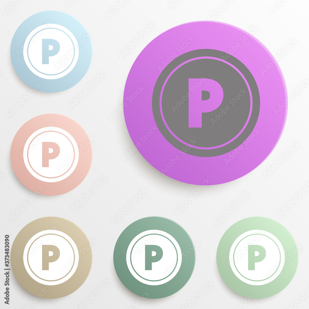 Poster parking badge color set. simple glyph, flat vector of web icons for ui and ux, website or mobile app