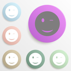 Wink Smiley badge color set. Simple glyph, flat vector of web icons for ui and ux, website or mobile application