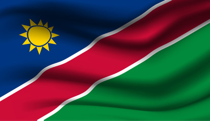 Waving flag of the Namibia. Waving Namibia flag