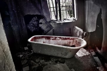 a room used for water therapy in an abandoned asylum
