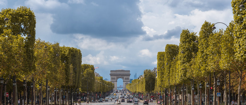 Panoramic view of the Champs Elysees