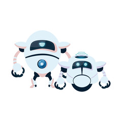 white robots cartoons vector design