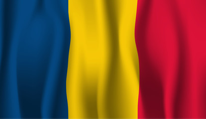 Waving flag of the Romania. Waving Romania flag