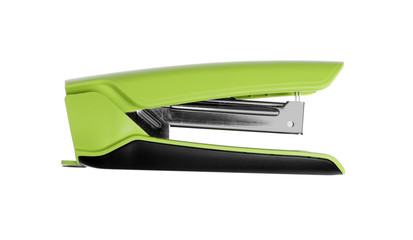 New bright stapler isolated on white. School stationery
