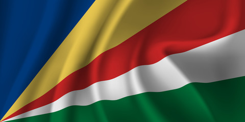 Waving flag of the Seychelles. Waving Seychelles flag