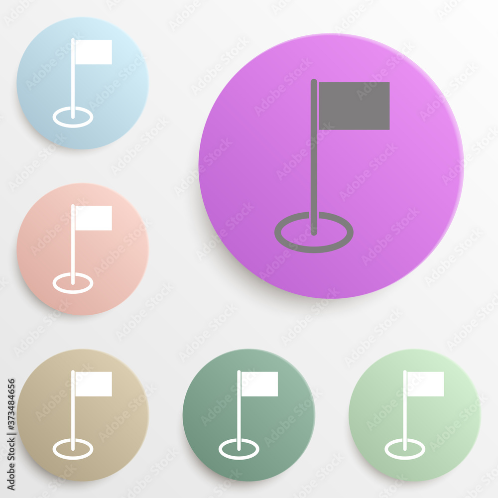 Poster golf flag badge color set. simple glyph, flat vector of web icons for ui and ux, website or mobile a