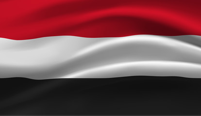 Waving flag of the Yemen. Waving Yemen flag