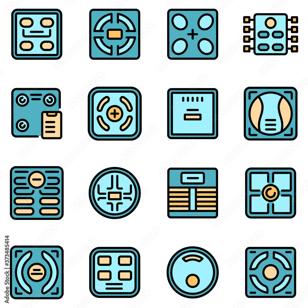 Aufkleber smart scales icons set. outline set of smart scales vector icons thin line color flat on white