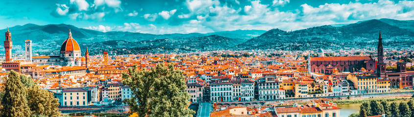 Beautiful landscape above, panorama on historical view of the Florence from Boboli Gardens...