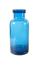 Blue glass bottle isolated on white background
