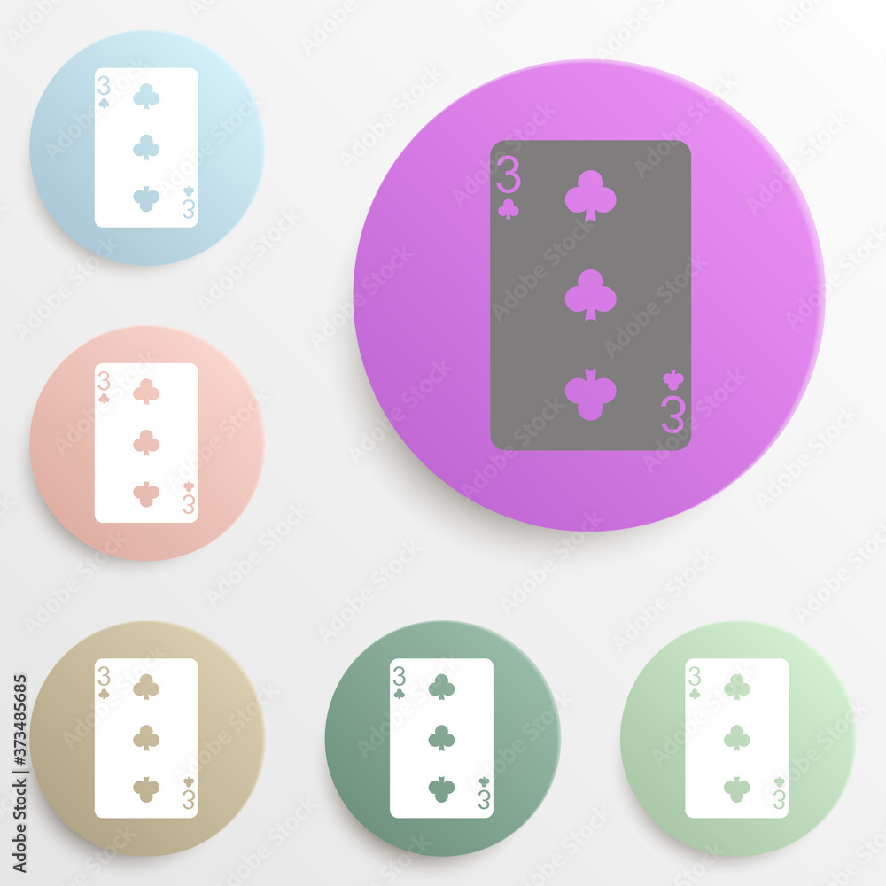 Poster clubs cards three badge color set. simple glyph, flat vector of web icons for ui and ux, website or 