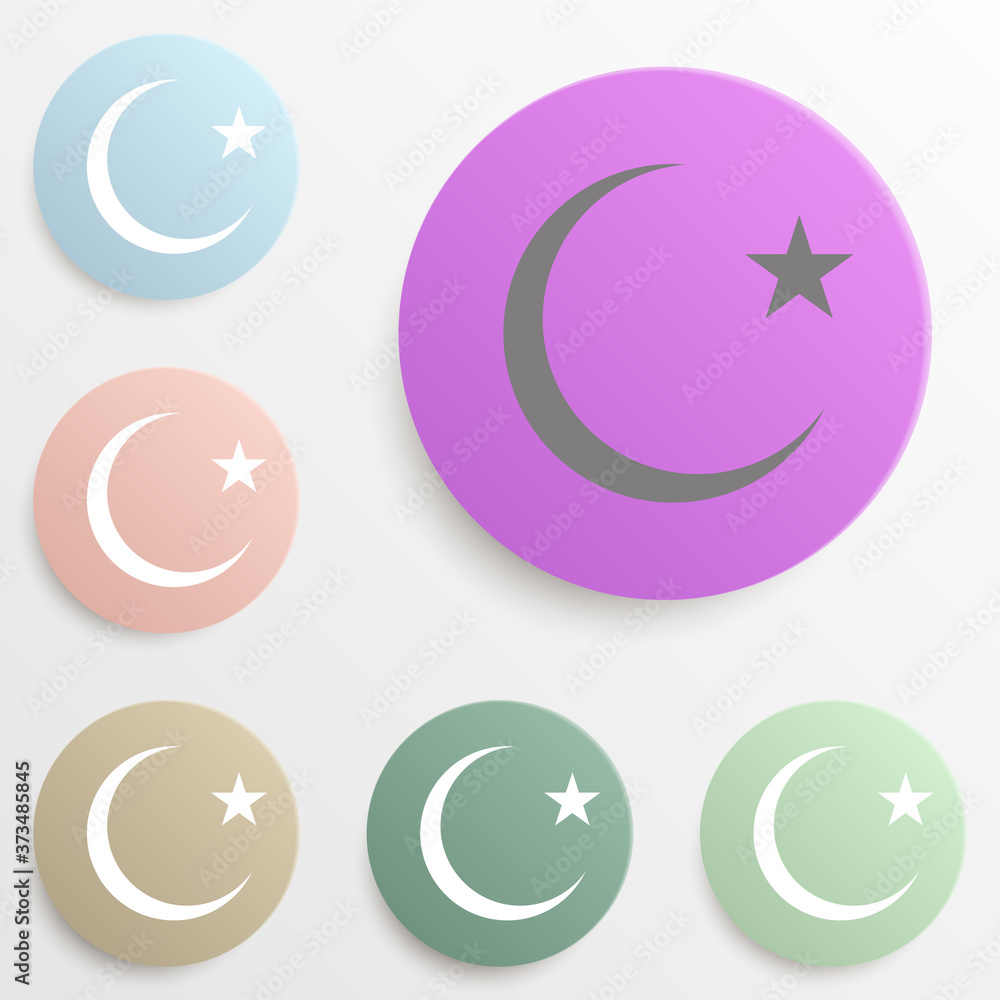 Aufkleber star and crescent moon glyph badge color set. simple glyph, flat vector of web icons for ui and ux, 