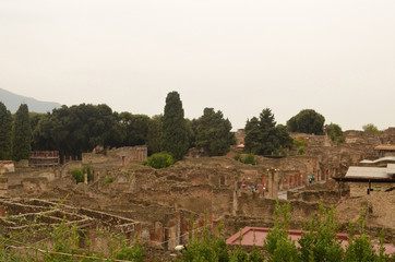 Large ancient city full of stone ruins in Italy
