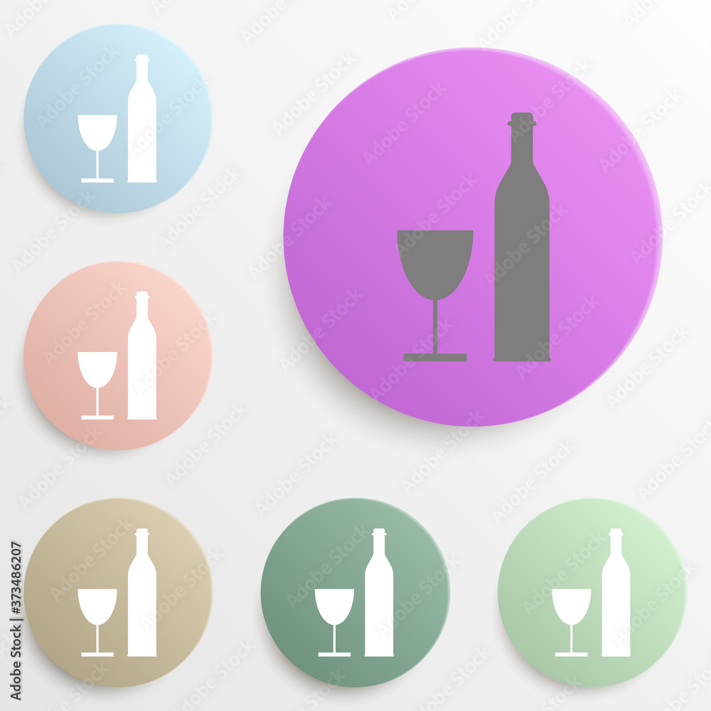 Aufkleber wine bottle and wine glass silhouette badge color set. simple glyph, flat vector of web icons for ui