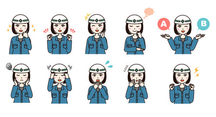 Woman business work clothes emotion set