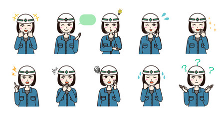 Woman business work clothes emotion set