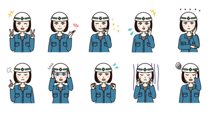 Woman business work clothes emotion set