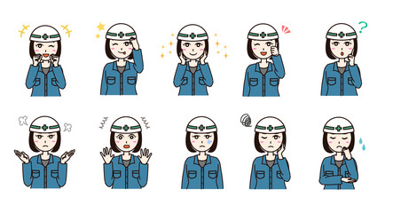 Woman business work clothes emotion set