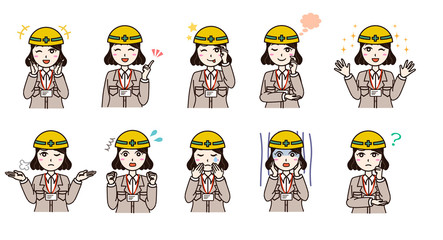 Woman business work clothes emotion set