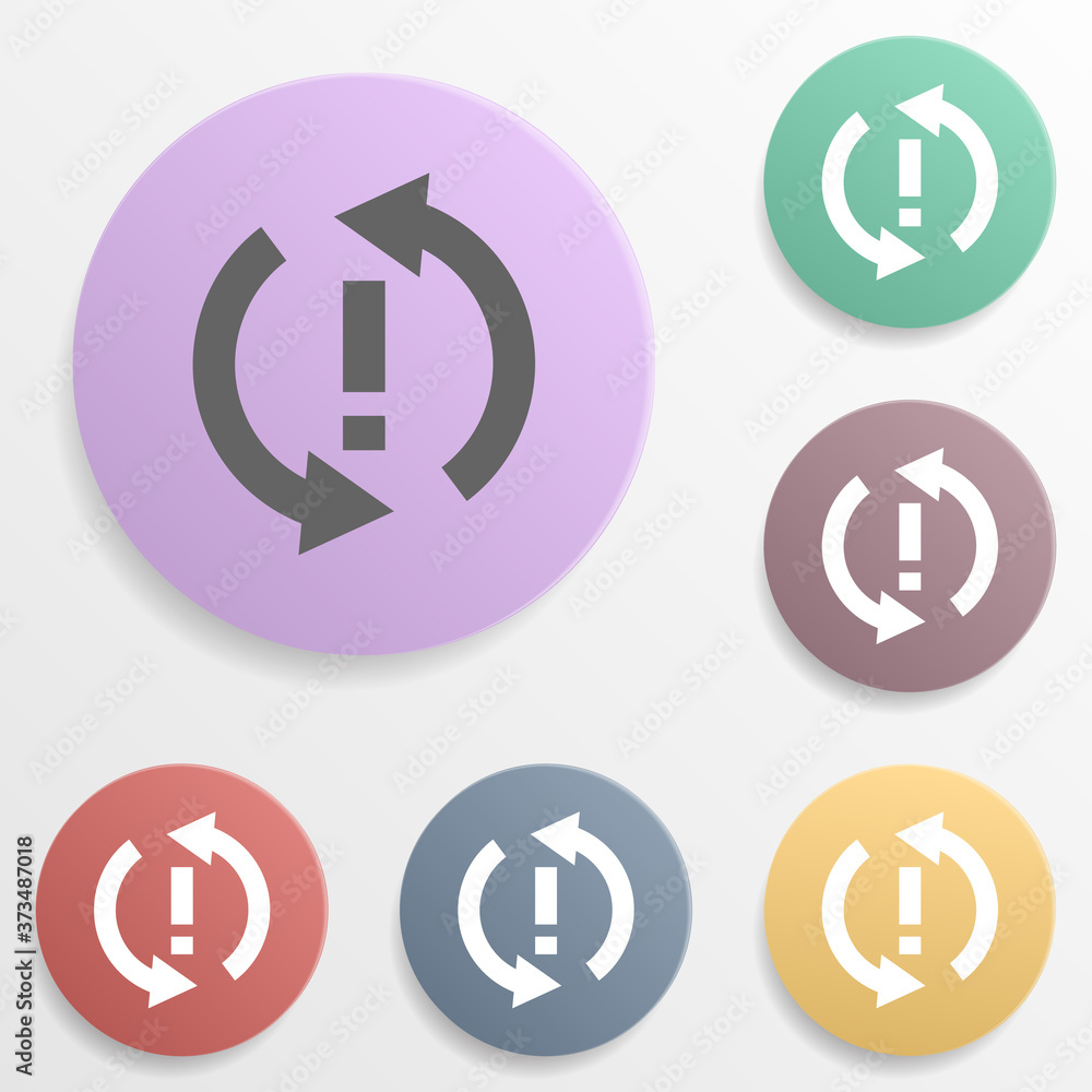 Poster arrow, exclamation badge color set icon. simple glyph, flat vector of arrows icons for ui and ux, we