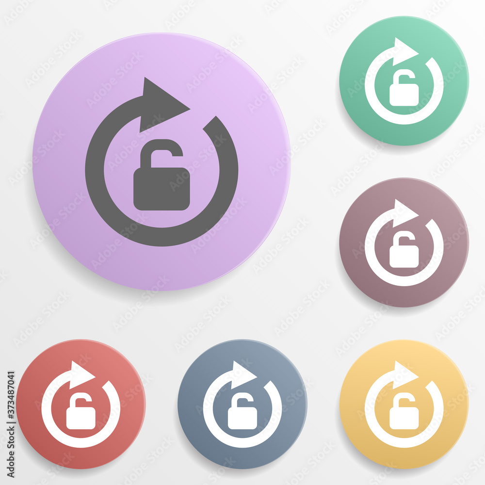 Poster arrow, unlock badge color set icon. simple glyph, flat vector of arrows icons for ui and ux, website