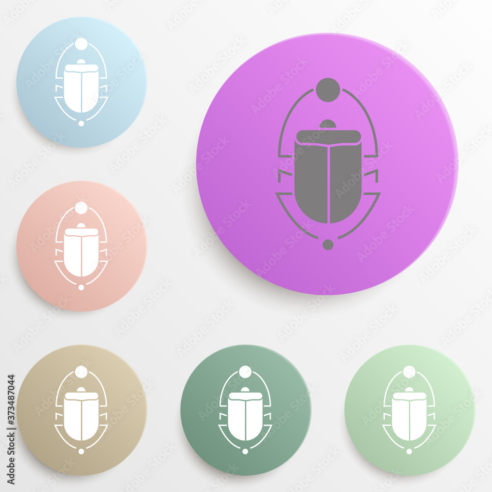 Poster scarab beetle badge color set. simple glyph, flat vector of web icons for ui and ux, website or mobi