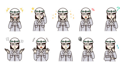 Woman business work clothes emotion set