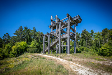 Wooden observation platform with view on nature