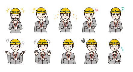 Woman business work clothes emotion set